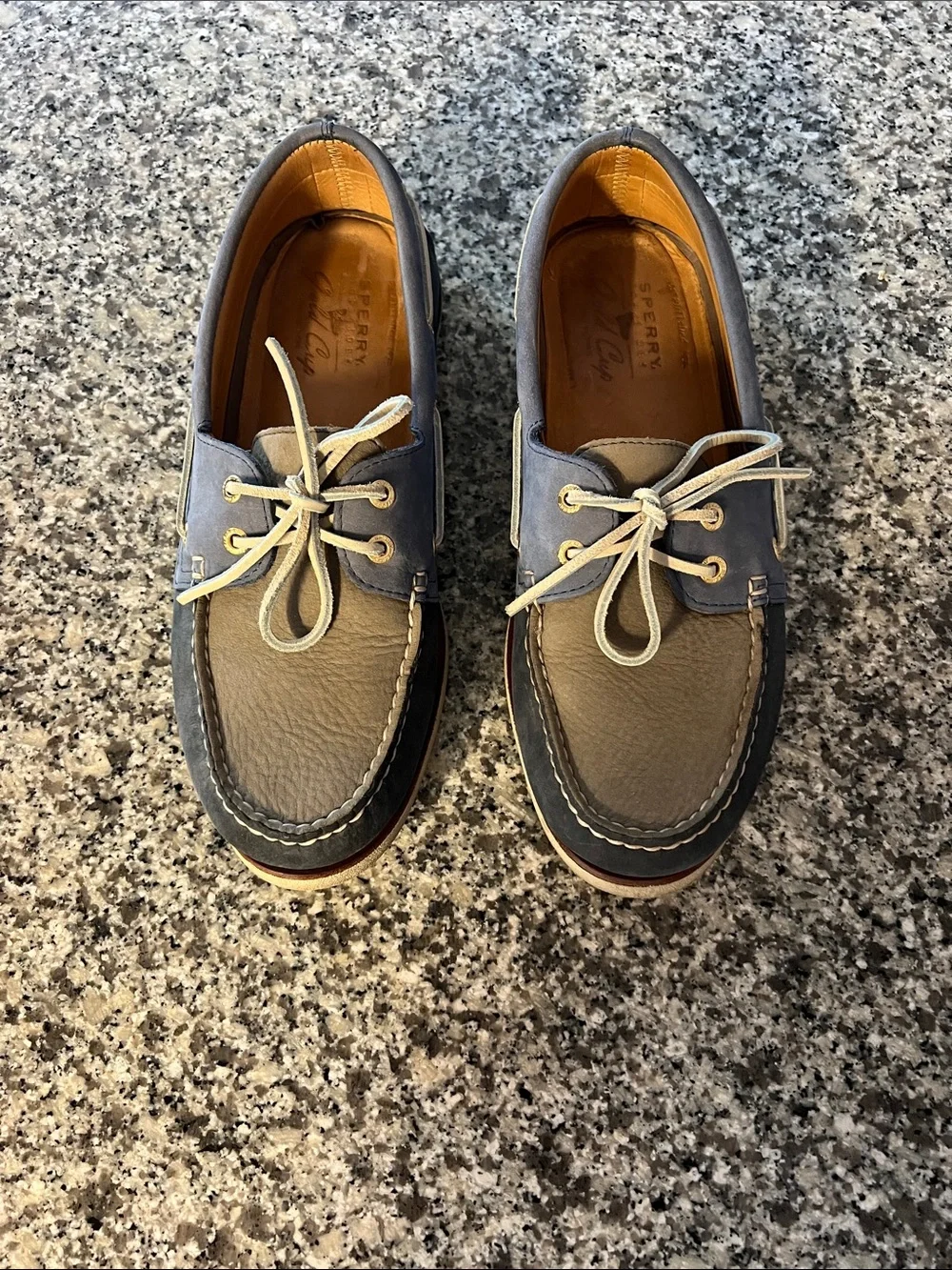 Sperry Two-Tone Gray and Brown Leather Boat Shoes